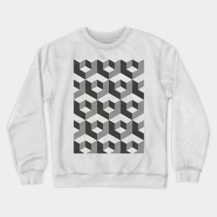 Geometric Cube Pattern 2 - Shades of Grey Crewneck Sweatshirt